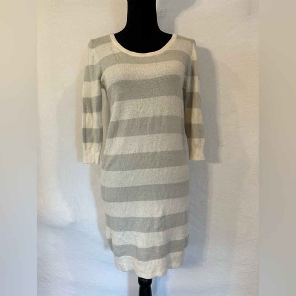 We The Free Stripped Sweater Dress White Gray Size M